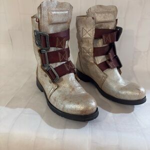 Fly London Silver & Gold  Combat Boots